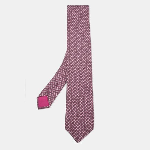 Grey H Logo Print Silk Classic Tie - Hermes - Modalova