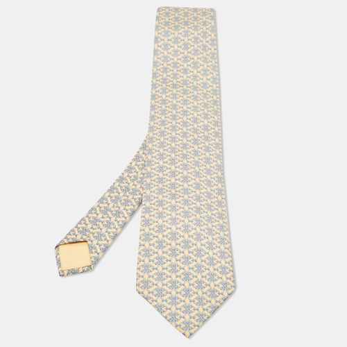 Hermes Vintage Yellow Printed Silk Traditional Tie - Hermes - Modalova