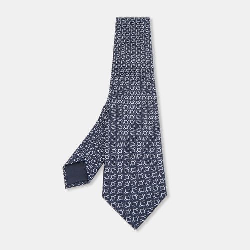 Hermes Navy Blue Print Silk Mors Ever Marine Tie - Hermes - Modalova