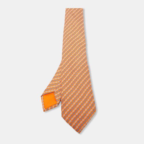 Hermes orange Print Silk L'ancre Tie - Hermes - Modalova