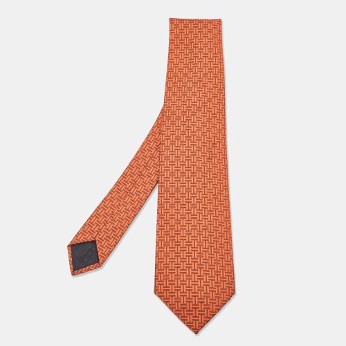 Hermès Orange Patterned Silk Tie - Hermes - Modalova