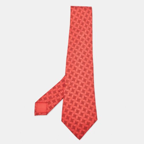 Hermes Pink Print Silk Tie - Hermes - Modalova