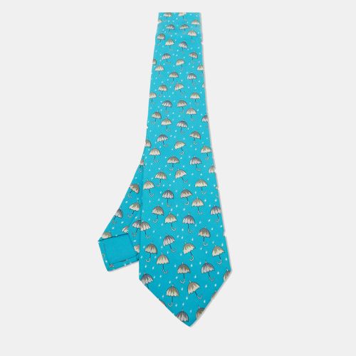 Hermes Blue/Grey Umbrella Print Silk Classic Tie - Hermes - Modalova