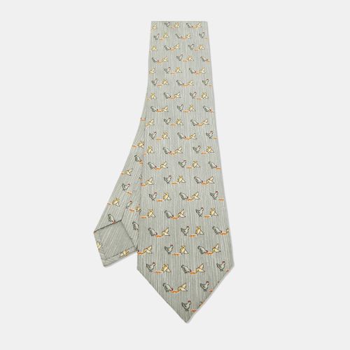 Hermes Multicolor Whimsical Chickens Print Silk Classic Tie - Hermes - Modalova