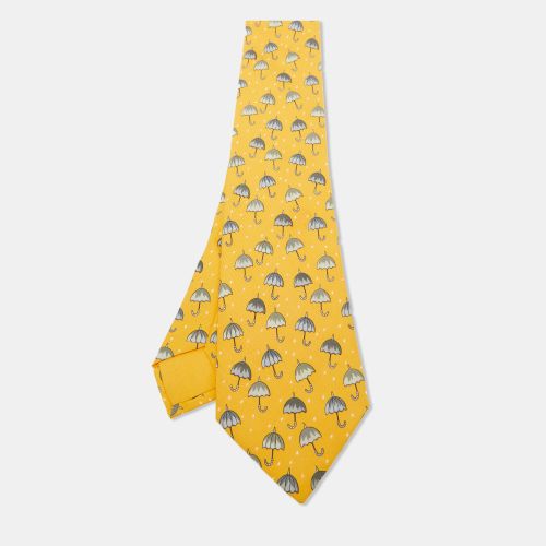 Hermès Orange Umbrella Print Silk Tie - Hermes - Modalova