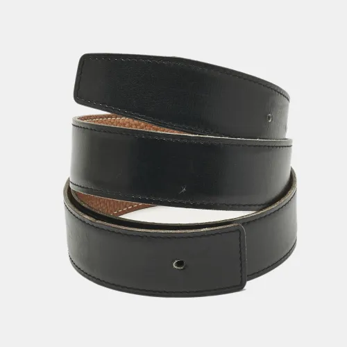 Hermes Gold/Noir Togo and Box Leather Reversible Belt Strap 90 CM - Hermes - Modalova