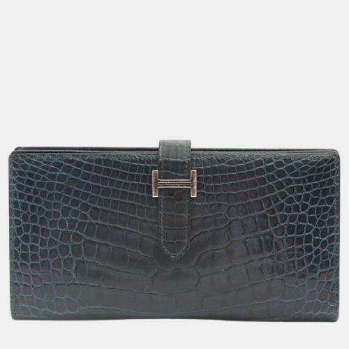 Hermes Alligator Bearn Souffle Long Wallet - Hermes - Modalova