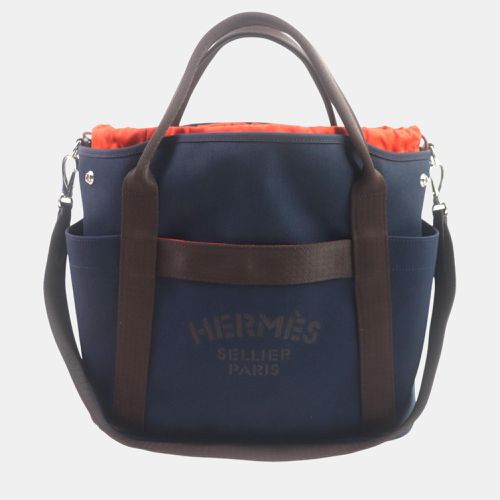 Hermes Sucked Pansage Groom 2WAY Tote Bag Blue Canvas - Hermes - Modalova