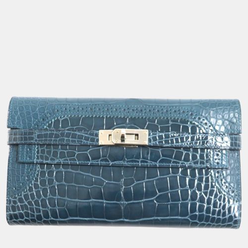 Hermes Kelly Wallet Alligator Crocodile Green Leather - Hermes - Modalova