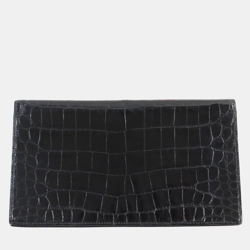 Hermes Crocodile Bifold Wallet Black Leather - Hermes - Modalova