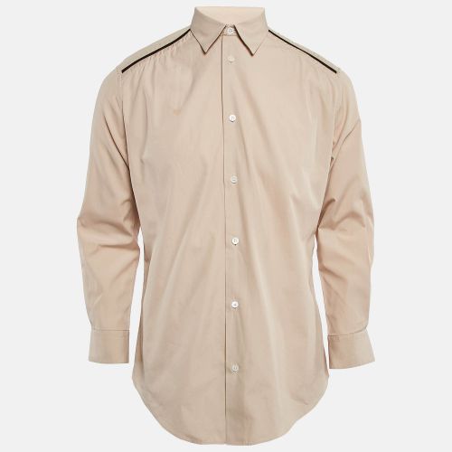 Cotton Button Front Leather Trimmed Shirt M - Hermes - Modalova