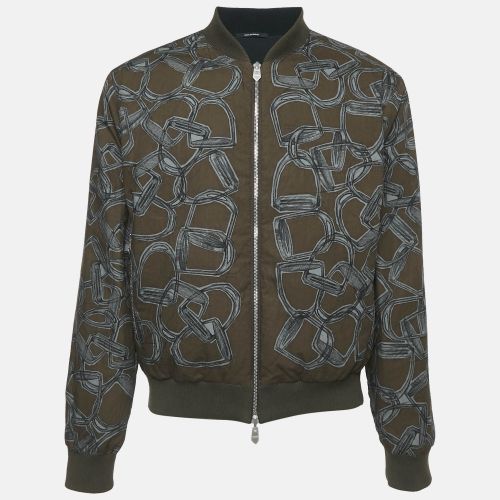 Hermes Blue Cotton and Nylon Printed Reversible Zip-Up Bomber Jacket XL - Hermes - Modalova