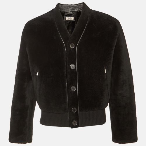 Blac Fur & Leather Button Front Oversized Jacket S - Hermes - Modalova