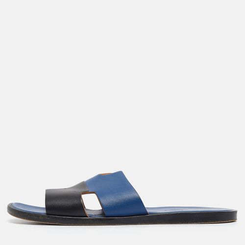 Hermes Blue/Black Leather Izmir Sandals Size 43.5 - Hermes - Modalova