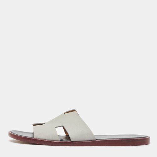 Hermes Grey Leather Izmir Sandals Size 42.5 - Hermes - Modalova