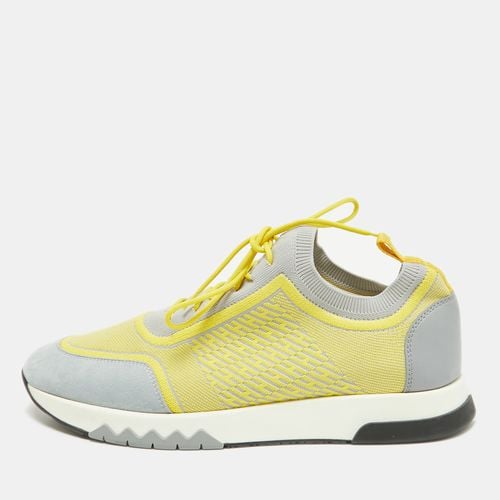 Hermes Yellow/Grey Fabric and Leather Addict Lace Up Sneakers Size 41 - Hermes - Modalova