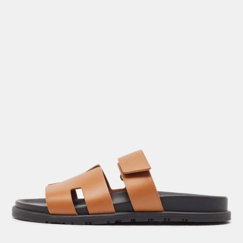 Hermes Brown Leather Chypre Flat Slides Size 41 - Hermes - Modalova