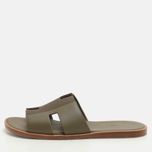 Hermes Green Leather and Canvas Izmir Sandals Size 43 - Hermes - Modalova