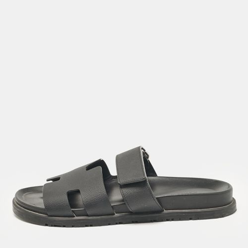 Hermes Black Leather Chypre Flat Sandals Size 41 - Hermes - Modalova