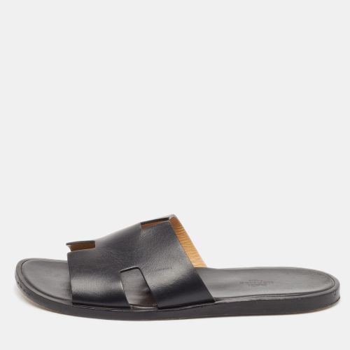 Hermes Black Leather Izmir Flat Slides Size 42 - Hermes - Modalova