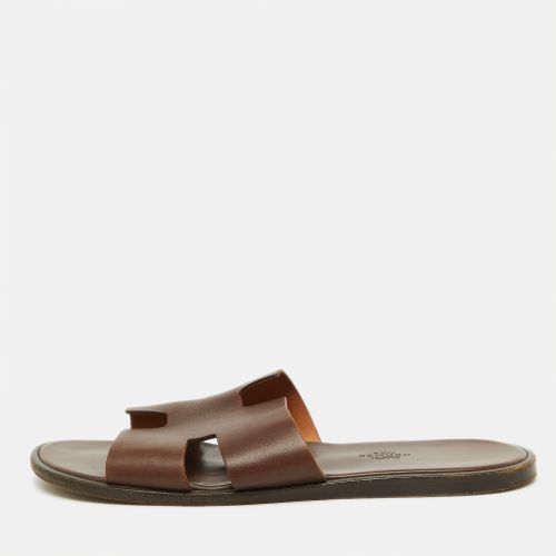 Hermes Dark Brown Leather Izmir Flat Sandals Size 43.5 - Hermes - Modalova