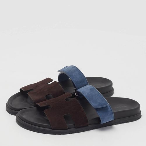Chypre Size 45 Dark /Blue Suede Flat Slide Sandals - Hermes - Modalova