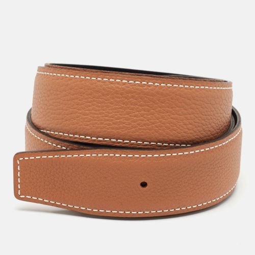 Hermes Gold/Noir Togo and Box Leather Reversible Belt Strap 90 CM - Hermes - Modalova