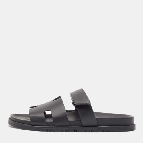 Hermes Black Leather Chypre Sandals Size 45.5 - Hermes - Modalova