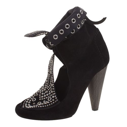 Isabel Marant Black Suede Mossa Studded Cutout Ankle Boots Size 39 - Isabel Marant - Modalova