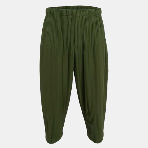 Issey Miyake Plisse Olive Green Knit Pleated Trousers S - Issey Miyake Homme Plisse - Modalova