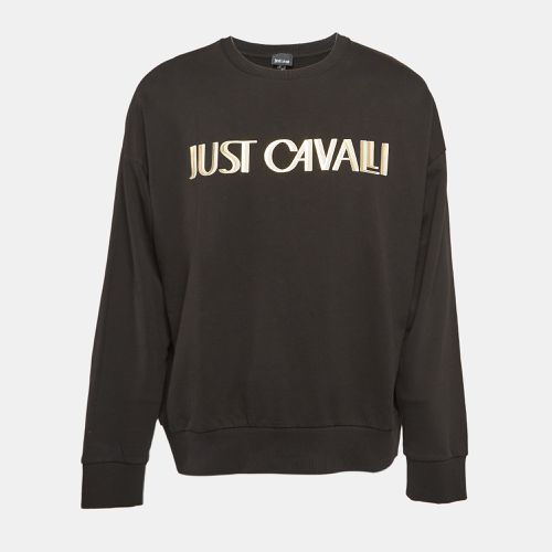 Logo Print Cotton Knit Oversized Sweatshirt M - Just Cavalli - Modalova