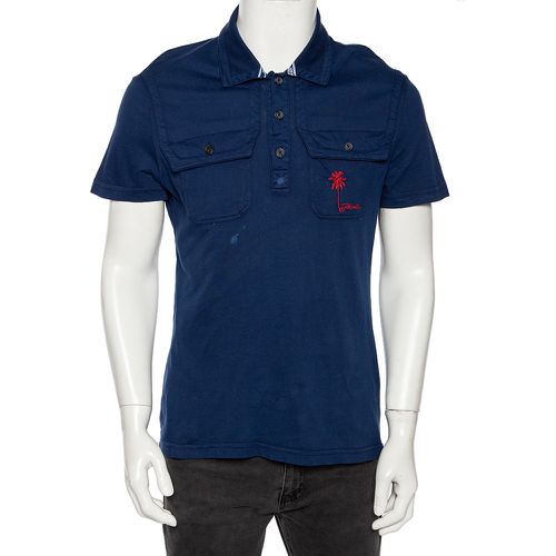 Just Cavalli Blue Cotton Palm Tree Embroidered Polo T Shirt XL - Just Cavalli - Modalova