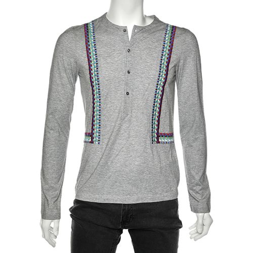 Just Cavalli Grey Cotton Embroidered Detailed Long Sleeve T-Shirt M - Just Cavalli - Modalova