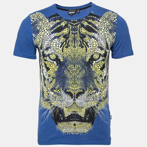 Just Cavalli Blue Lion Printed Cotton Short Sleeve T-Shirt S - Just Cavalli - Modalova