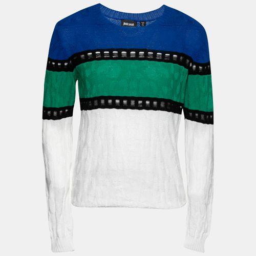 Just Cavalli Multicolor Striped Cotton Crew-Neck Knitted Sweater S - Just Cavalli - Modalova