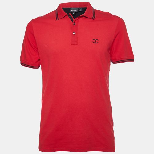 Just Cavalli Red Logo Embroidered Cotton Polo T-Shirt M - Just Cavalli - Modalova