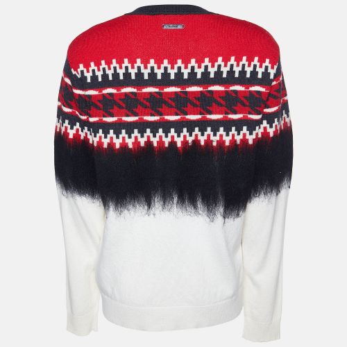 Patterned Wool and Silk V-Neck Sweater M - Just Cavalli - Modalova