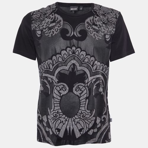 Just Cavalli Black Printed Cotton Knit Crewneck T-Shirt L - Just Cavalli - Modalova