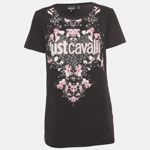 Just Cavalli Black Logo Print Stretch Cotton Fitted T-Shirt XXL - Just Cavalli - Modalova