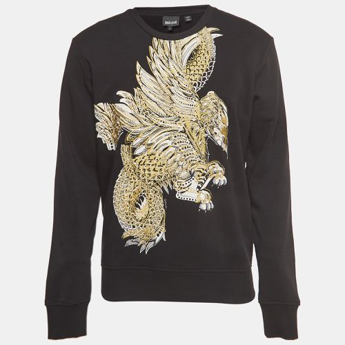 Just Cavalli Black Eagle Embroidered Cotton Crew Neck Sweatshirt L - Just Cavalli - Modalova