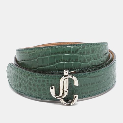 Jimmy Choo Green Croc Embossed Leather JC Logo Belt 90CM - Jimmy Choo - Modalova