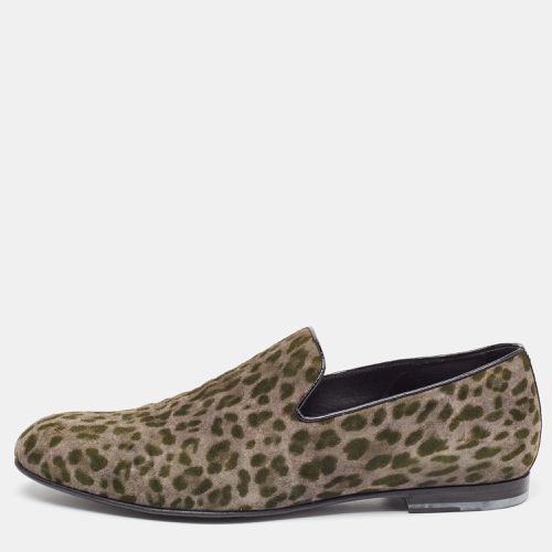 Jimmy Choo Grey Leopard Print Suede Sloane Smoking Slippers Size 42 - Jimmy Choo - Modalova