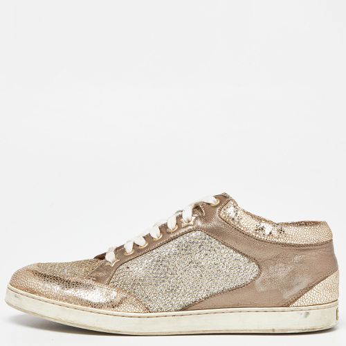 Jimmy Choo Gold Leather and Coarse Glitter Miami High Top Sneakers Size 41 - Jimmy Choo - Modalova