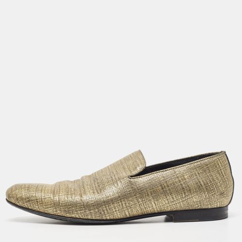 Jimmy Choo Gold/Black Textured Leather Sloane Smoking Slippers Size 43 - Jimmy Choo - Modalova