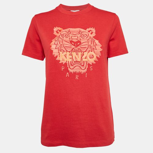 Kenzo Red Logo Embroidered Crew Neck T-Shirt M - Kenzo - Modalova