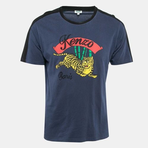 Kenzo Navy Blue Tiger Print Cotton Crew Neck T-Shirt L - Kenzo - Modalova