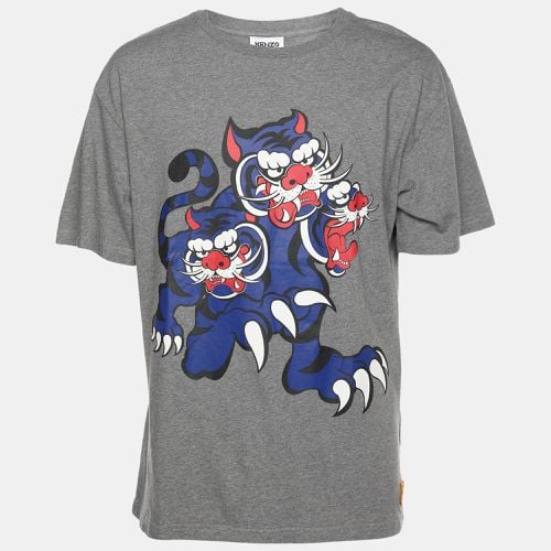 Kenzo x Kansai Yamamoto Grey Three Tiger Print Cotton T-Shirt M - Kenzo - Modalova