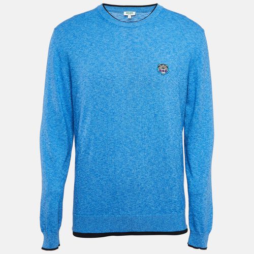 Kenzo Blue Logo Applique Knit Sweater L - Kenzo - Modalova