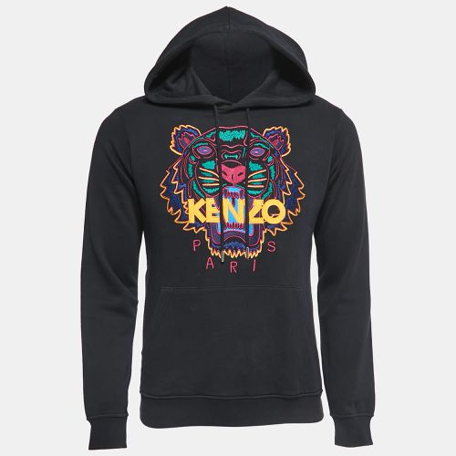 Kenzo Black Logo Embroidered Cotton Knit Hoodie XS - Kenzo - Modalova