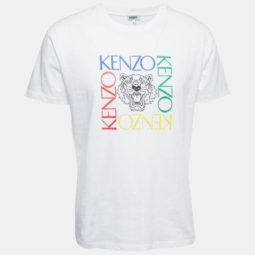 Kenzo White Logo Print Cotton Crew Neck Half Sleeve T-Shirt L - Kenzo - Modalova